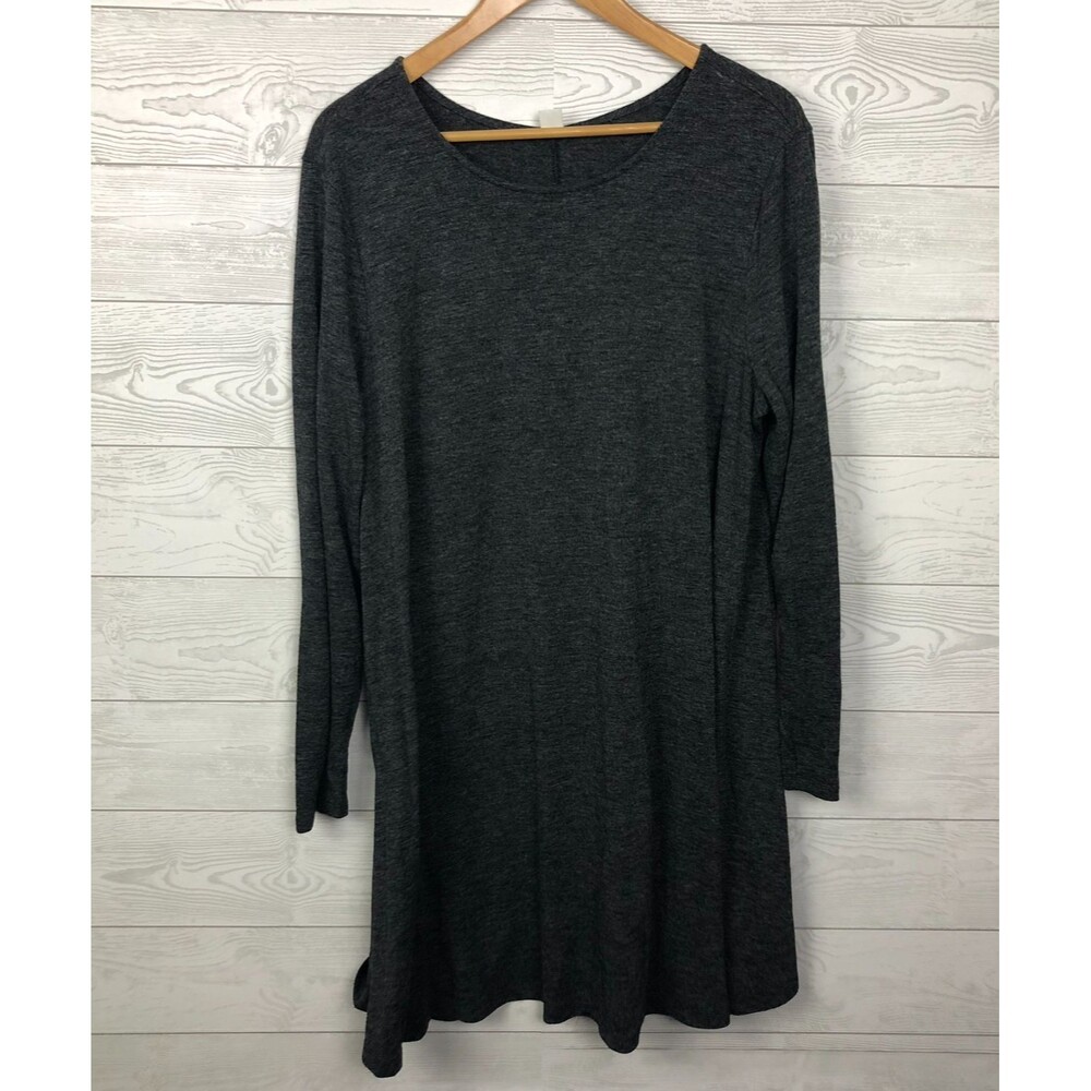 Old Navy Women's XXL Long Sleeve Shift Dress Charcoal Gray Casual Scoop Neck